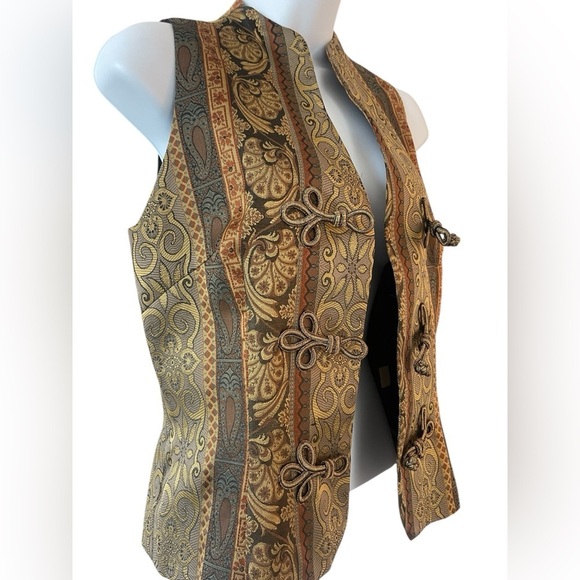 Giuseppe Collection Brocade Vest Tapestry Jacquard Frog Closure Petite P - Picture 3 of 9